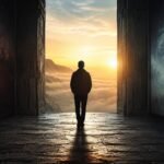 Figura contemplando o horizonte ao entardecer, simbolizando a pergunta sobre o que acontece depois da morte.